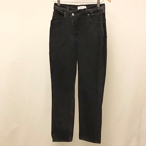 Abercrombie 4 Short (27) 90s Straight High Rise Curve Love Women’s Jeans Black - Picture 3 of 9